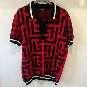 Houndstooth Print Polo